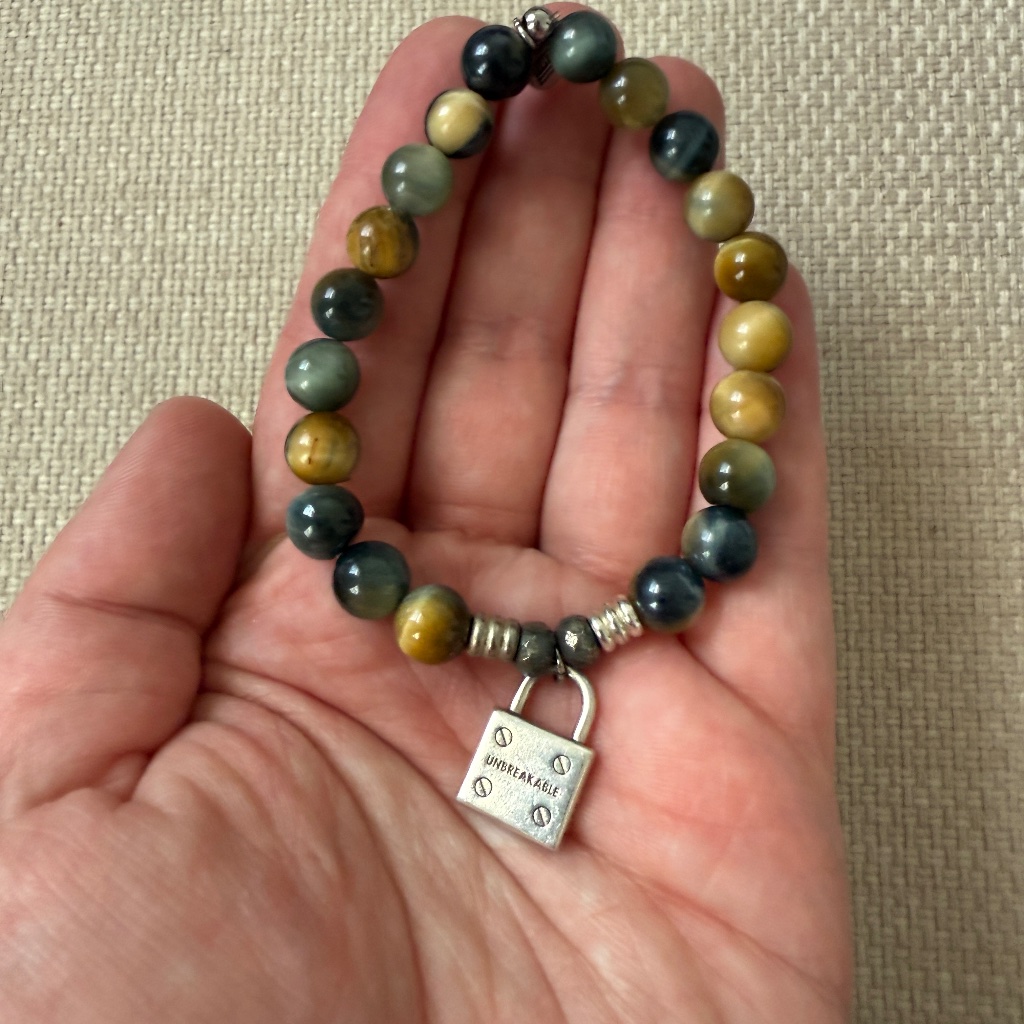 T Jazelle Unbreakable Sterling Silver Lock Bracelet In Dream Tiger's Eye